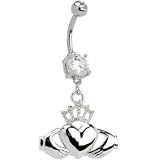 Crystalline Gem IRISH CLADDAGH Belly Ring
