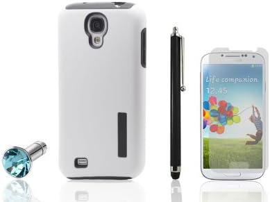 OMIU(TM) 2 in 1 Double Protective Back Skin Case for Samsung Galaxy S4 i9500, with Stylus, Screen Protector and Earphone Jack