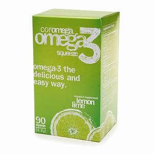 Coromega Omega-3 Squeeze Packets, Lemon Lime, 90 ea