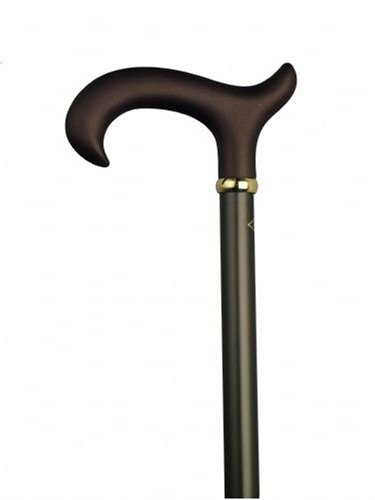 Walking cane - Aluminum soft touch cane. This aluminum cane is adjustable from 31 inches to 41 inches. This walking stick cane is designed only for men. This walking aid has a soft touch Derby handle and bronze aluminum adjustable shaft. This custom cane has a weight capacity of 200 pounds.