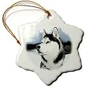 Siberian Husky - 3 Inch Snowflake Porcelain Ornament