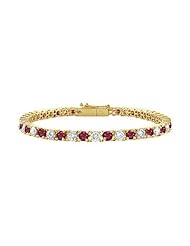 Ruby and Diamond Tennis Bracelet 14K Yellow Gold - 3.00 CT TGW