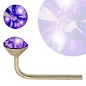 Jewelco London 9ct Yellow gold Deep Violet cubic zirconia set Nose Stud
