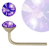 Image of Jewelco London 9ct Yellow gold Deep Violet cubic zirconia set Nose Stud