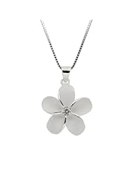 Plumeria Flower Necklace Pendant with Box Chain