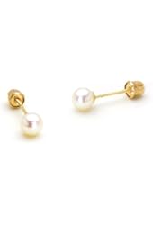 14k Yellow Gold 4,5,6mm Simulated Pearl Children Screw Back Girls Earrings