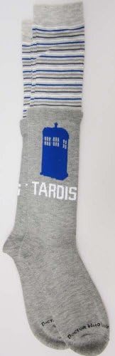 Doctor Who Tardis Striped Top Knee High Socks size 4-10