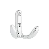 Peter Pepper Brass Hat/Coat Hook with Chrome Finish and Two Horizontal Hooks PDQ-2004