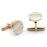 Men's Solid 14k Two-Tone Yellow and White Gold Cuff Links