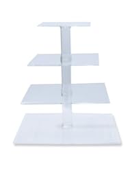 4-Tier Stacked Party Cupcake and Dessert Tower - Clear Acrylic Cake Stand (Square)