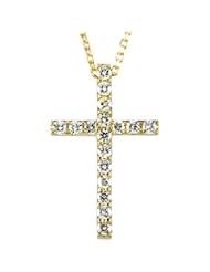 14K Yellow Petite Diamond Cross with Chain 1/3 Ct Tw Petite Diamond Cross with Chain
