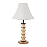 Yosemite Home Decor PTL5002 Portable Table Lamp with Beige Fabric Shade and Wood Base