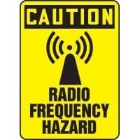 CAUTION RADIO FREQUENCY HAZARD (W GRAPHIC) 14 x 10 Plastic Sign by Accuform
