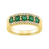 PRE-HOLIDAY SALE!!! 10% OFF 14K Yellow Gold Emerald and Diamond Ring/Anniversary Band