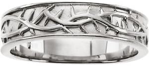 14kt White Thorn Design Band