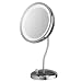 Satin Nickel, Glare Free, Adjustable Fluorescent Lighted, 10x magnification Vanity Mirror With Elegant curved stem