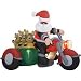 8FT - Gemmy Airblown Inflatable Christmas Motorcycle Santa with Reindeer in Side Car Yard Art
