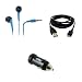 EMPIRE LG Xpression C395 3.5mm Stereo Earbud Headphones (Blue) + USB Car Charger Adapter + USB 2.0 Data Cable + [EMPIRE Packaging]