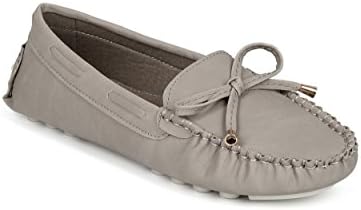 Misbehave CF74 Women Leatherette Bow Tassel Slip On Moccasin Flat - Grey (Size: 10)