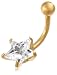 9ct Yellow Gold AMBD97860 Ladies Star Cubic Zirconia Body Bar
