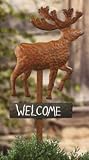 DEER buck HaMMeReD metal WELCOME SIGN garden stake