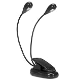 GTMax Black Dual Reading Clip Light Adjustable Gooseneck