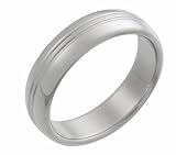 Palladium Domed Grooved Center Comfort Fit Wedding Band, 6mm wide