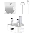 100% Genuine Apple iPod Touch 4 4G 4th Generation Mains Charger Adapter A1299 + USB Data Cable Dock Connector MA591G/A