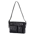 Embassy Genuine Leather Handbag/Purse With Alligator Embossed Trim ~ Black In Color
