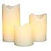 Everlasting Glow LED Ivory Wax Candles With Drip Effect, Set of 3, 2" x 2, 3, 4" Height