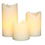 Gerson Company Everlasting Glow Flameless Ivory Wax Candles with Drip Effect, Set of 3