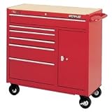 6-Drawer Cart W/ Cabinet - Red