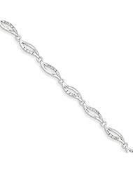 Genuine .925 Sterling Silver Diamond Bracelet 6.1 Grams . 100% Satisfaction Guaranteed.