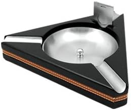 New! Modern Style Triangle Black Wooden Cigar Ashtray with Stainless Steel Cutter in a Set