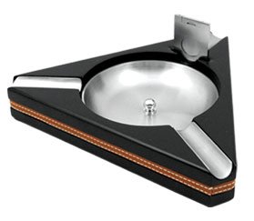 New! Modern Style Triangle Black Wooden Cigar Ashtray with Stainless Steel Cutter in a Set