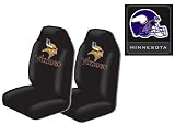 3-Piece Minnesota Vikings Automotive Interior Gift Set - A Set of 2 NFL Licensed Universal-Fit Front Bucket Seat Covers and One Official NFL Licensed Team Helmet Logo Air Freshener Pine Forest Scent