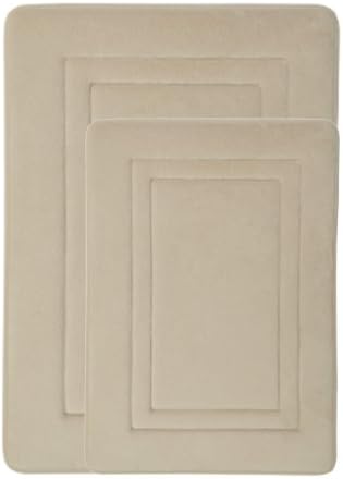 Sand Memory Foam Bathroom Mat/rug : Racetrack Design, Ultra Soft Microfiber, Non-skid Backing (2 Piece Set: 17" x 24" and 21" x 34")