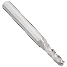 Melin Tool CCMG-B Carbide Ball Nose End Mill, Uncoated (Bright) Finish, 30 Deg Helix, 4 Flutes, 3.5000" Overall Length, 0.5625" Cutting Diameter, 0.5625" Shank Diameter