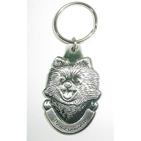 Pewter Pomeranian Key Chain Ring Made in the USA