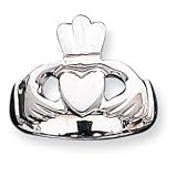 10k White Gold Polished Claddagh Ring - Size 8