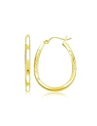 14K Yellow Gold Diamond Cut Hoop Earrings