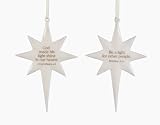 Club Pack of 12 Porcelain Bethlehem Star Christmas Ornaments with Verses