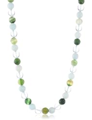 Amazonite, Dyed Green Agate and Crystal Bead Endless Necklace, 30"