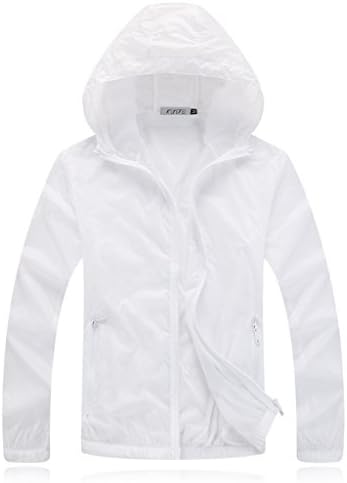 MiYang Unisex Super Lightweight Breathable Jacket Quick Dry Windproof UPF 50+ Couples Coat(801 White,XS)