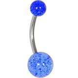 Electric Blue GLITTER Banana Belly Ring