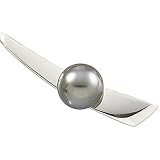 14K White Gold Tahitian Cultured Button Grey "B" Quality Pearl Brooch