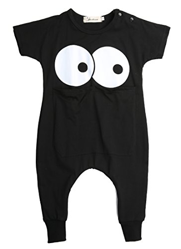 Newborn Toddler Infant Baby Boy Girl Romper Jumpsuit Bodysuit Clothes Outfits (12-18 Months, Black)