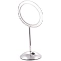Acrylic Surround Chrome Base Pedestal LED Mirror  Battery Operated x5 Magnified 38cmx20cm