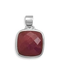 Square Faceted Rough-Cut Ruby Pendant