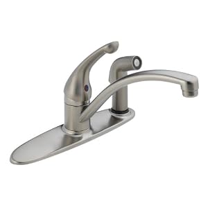 Delta Faucet 302-SSWF Sincerity Single-Handle Three Hole Kitchen Faucet with Sidespray,... by DELTA FAUCET